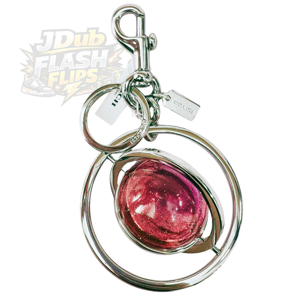 NWT COACH x NASA Space Saturn Pink Resin Planet Bag Charm Key Chain Fob 29812